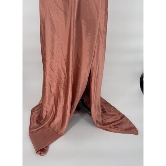 NWT  Birdy grey monica halter maxi dress shiny satin terracotta Womens Size XXL - Picture 5 of 11
